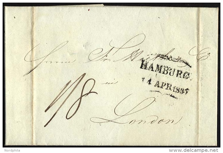 HAMBURG VORPHILA 1827, HAMBURG., Schmetterlingsstempel Auf Brief Nach London, Rückseitiger Ankunftsstempel, Registr - Autres & Non Classés