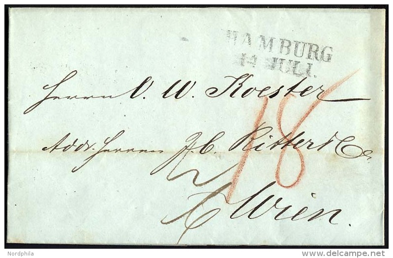 HAMBURG 1846, HAMBURG, L2 Auf Brief Nach Wien, Pracht - Préphilatélie