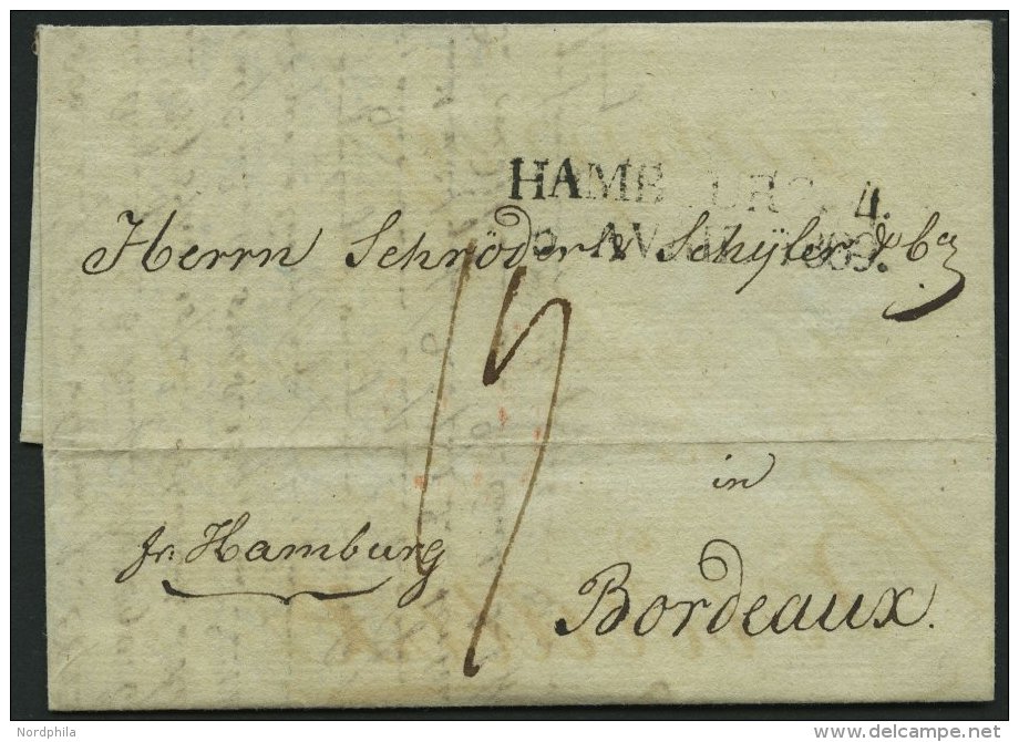 HAMBURG-VORPHILA 1809, HAMBOURG. 4., L2 Auf Brief Von Altona Nach Bordeaux, Handschriftlich Fr. Hamburg, Feinst - Autres & Non Classés