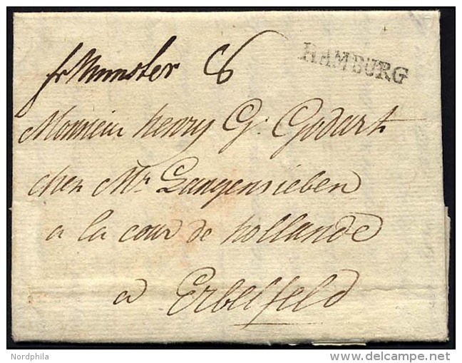 HAMBURG VORPHILA 1795, HAMBURG, L1 Auf Brief Nach Elberfeld, Handschriftlich Fr. Münster, Pracht - Autres & Non Classés