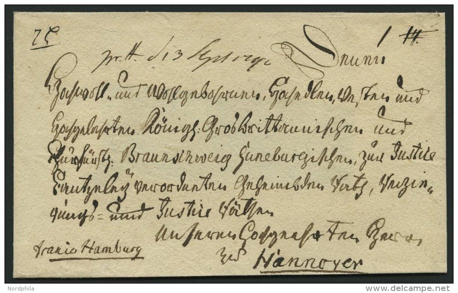 HAMBURG VORPHILA 1792, Interessante Fürstenbriefhülle (nicht Vollständig), Handschriftlich Franco Hamburg - Autres & Non Classés