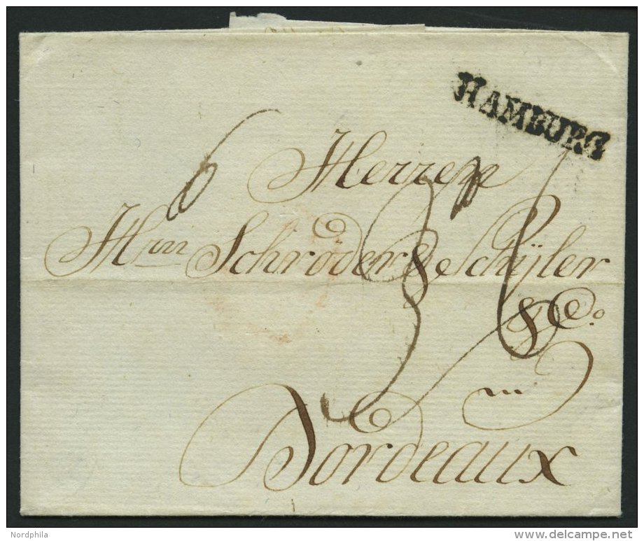 HAMBURG VORPHILA 1785, HAMBURG, L1 Auf Brief Nach Bordeaux, Pracht - Autres & Non Classés