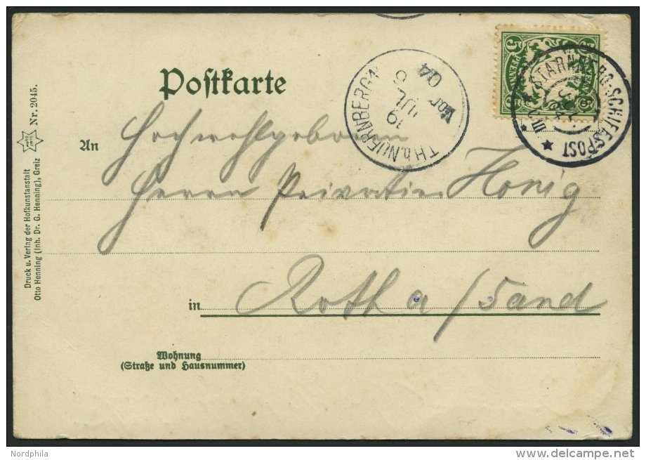 BAYERN 61y BRIEF, 1904, 5 Pf. Grün Auf Ansichtskarte Mit Stempel STARNBERG-SCHIFFSPOST C III, Prachtkarte - Altri & Non Classificati