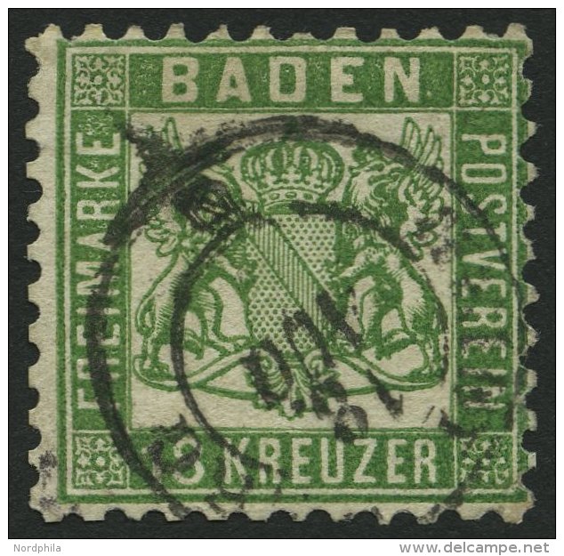 BADEN 21a O, 1862, 18 Kr. Grün, Minimaler Eckzahnbug Sonst Pracht, Gepr. Thier Und Grobe, Mi. 700.- - Altri & Non Classificati