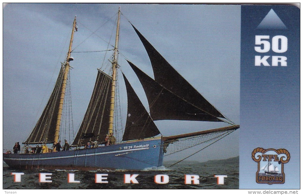 Faroe Islands, OD-012, Shiptype "Nordlyset", Only 20.000, 2 Scans. - Faeroër