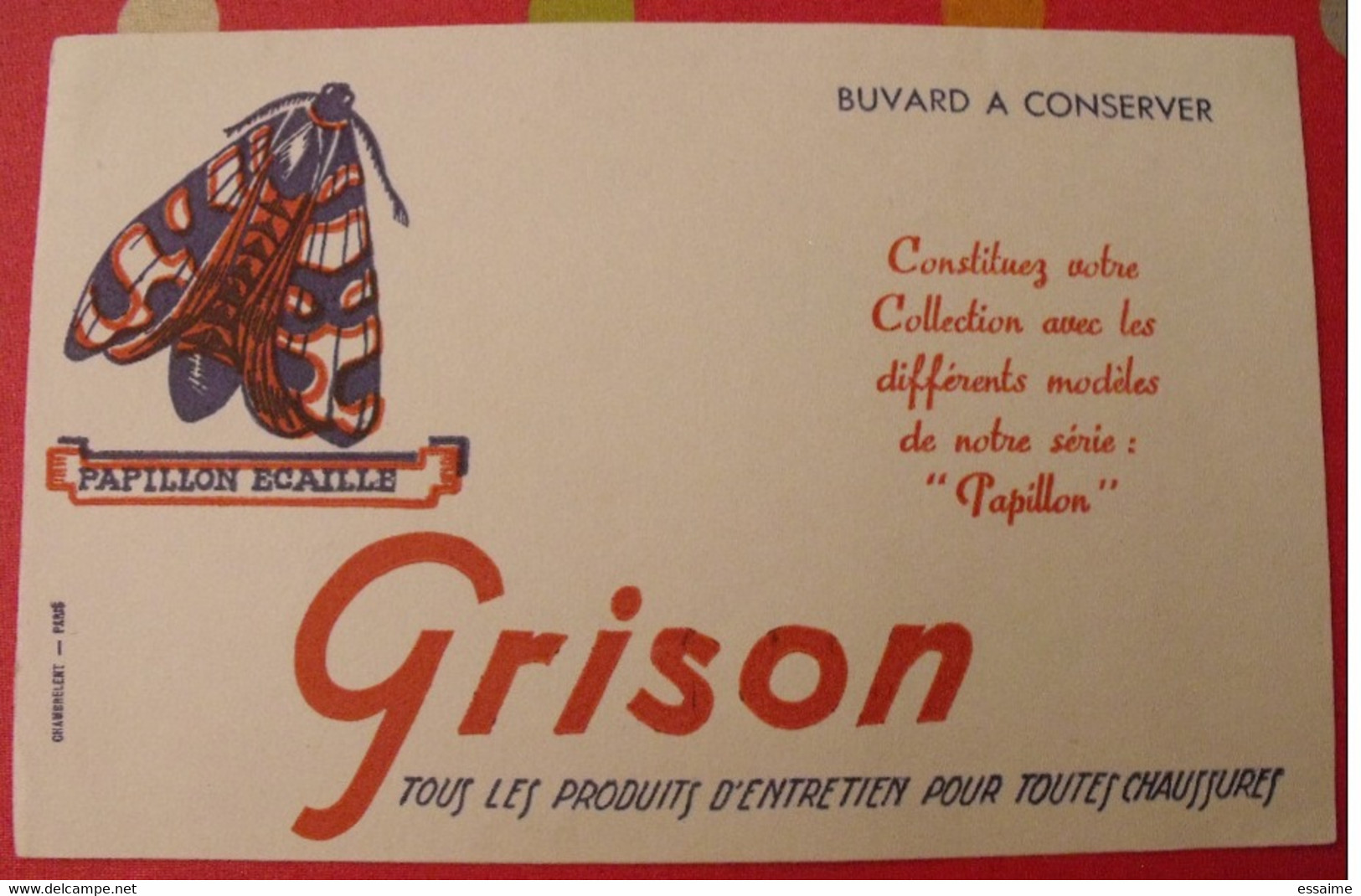 Buvard Grison Produits D'entretien Pour Chaussures Papillon. Vers 1950 - Chaussures