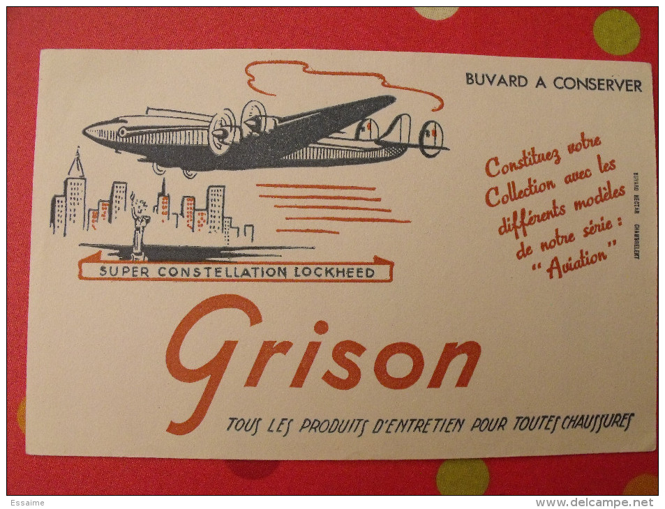 Buvard Grison Produits D'entretien Pour Chaussures Aviation Avion. Vers 1950 - Scarpe