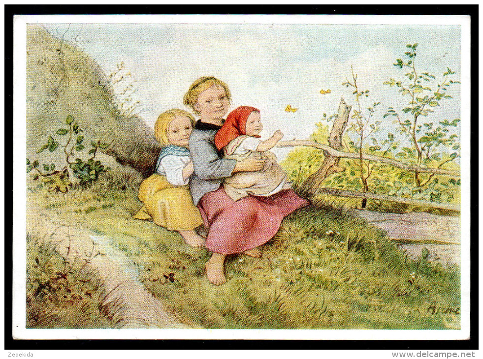 6136- Alte Kunstkarte Künstlerkarte - Gemälde - Kinder Mit Schmetterlingen - Richter, Ludwig