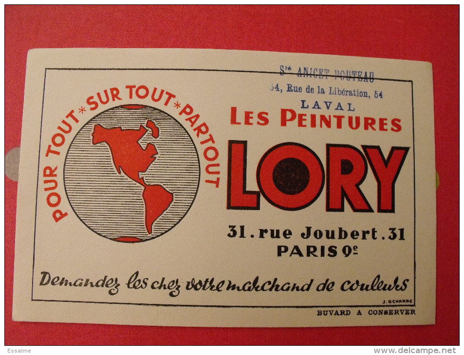 Buvard Peintures Lory Demandez Les Chez Votre Marchand De Couleurs Laval. Vers 1950 - Farben & Lacke