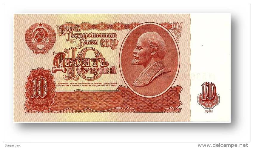 RUSSIA - 10 Rubles - 1961 - Pick 233 - Serie &#1086;&#1069; - Unc. - U.S.S.R. - Lenin - 2 Scans - Russia