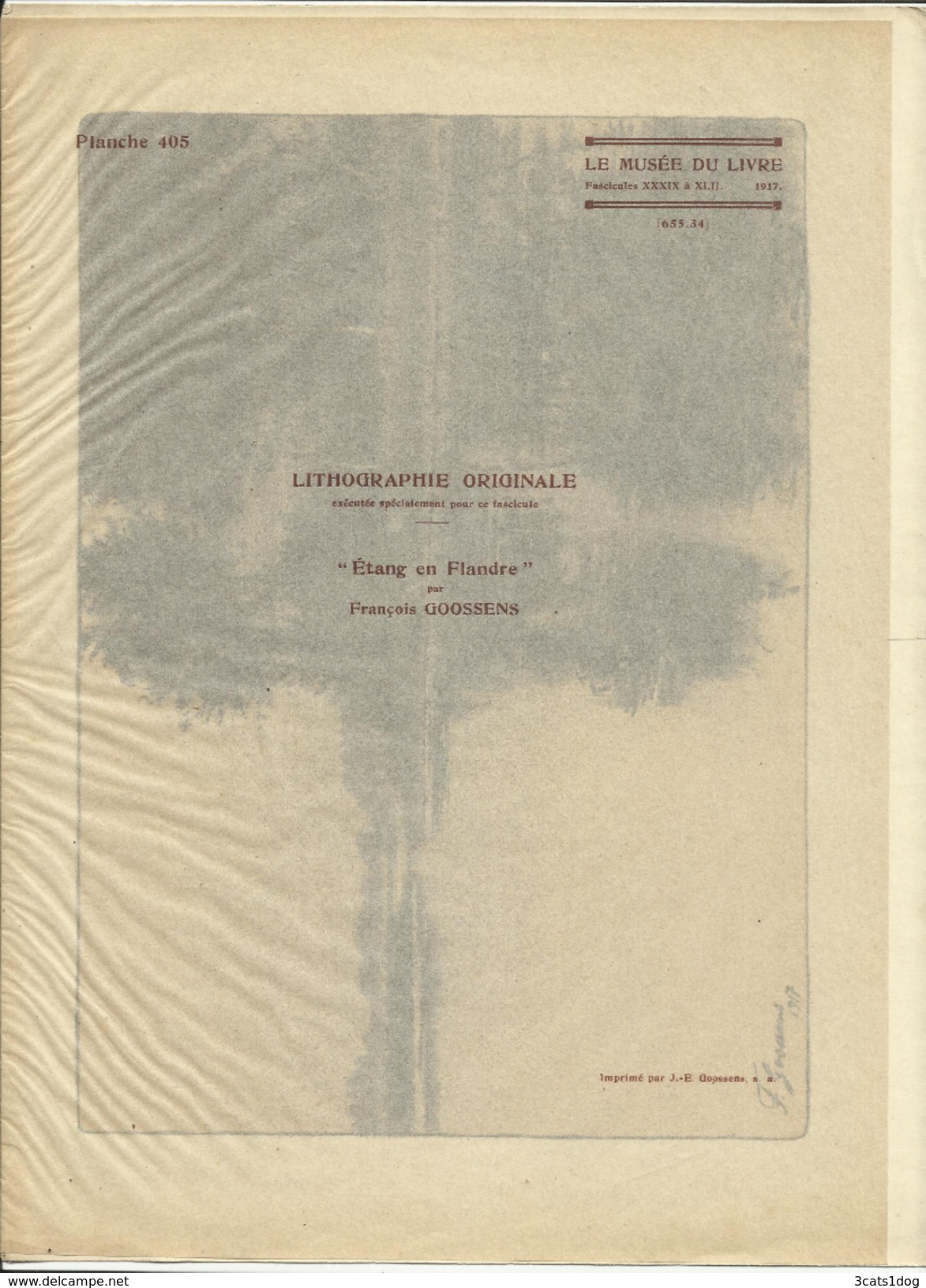 Vijver In Vlaanderen/Etang En Flandre - François Goossens (1917) (originele Lithografie/Lithographie Originale) - Lithographies