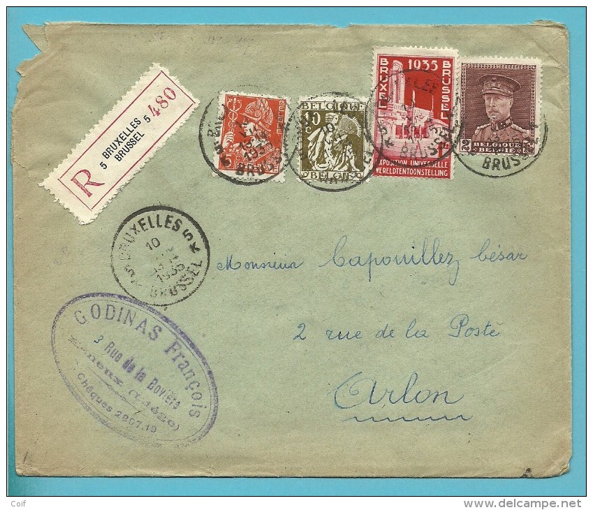 321+336+337+387 Op Brief Aangetekend Met Stempel BRUXELLES 5 - 1931-1934 Képi