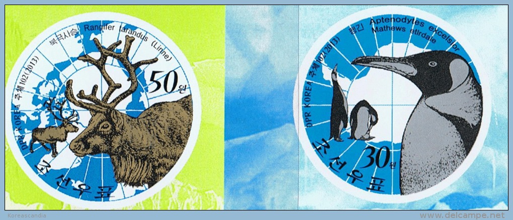 NORTH KOREA 2013 ARCTIC & ANTARCTIC ANIMALS SET IMPERFORATED - Preserve The Polar Regions And Glaciers