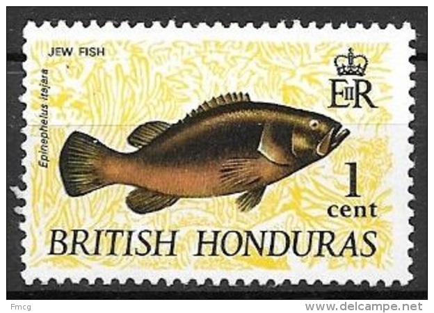 1968 Jewfish, 1 Cent, Mint Light Hinged - British Honduras (...-1970)