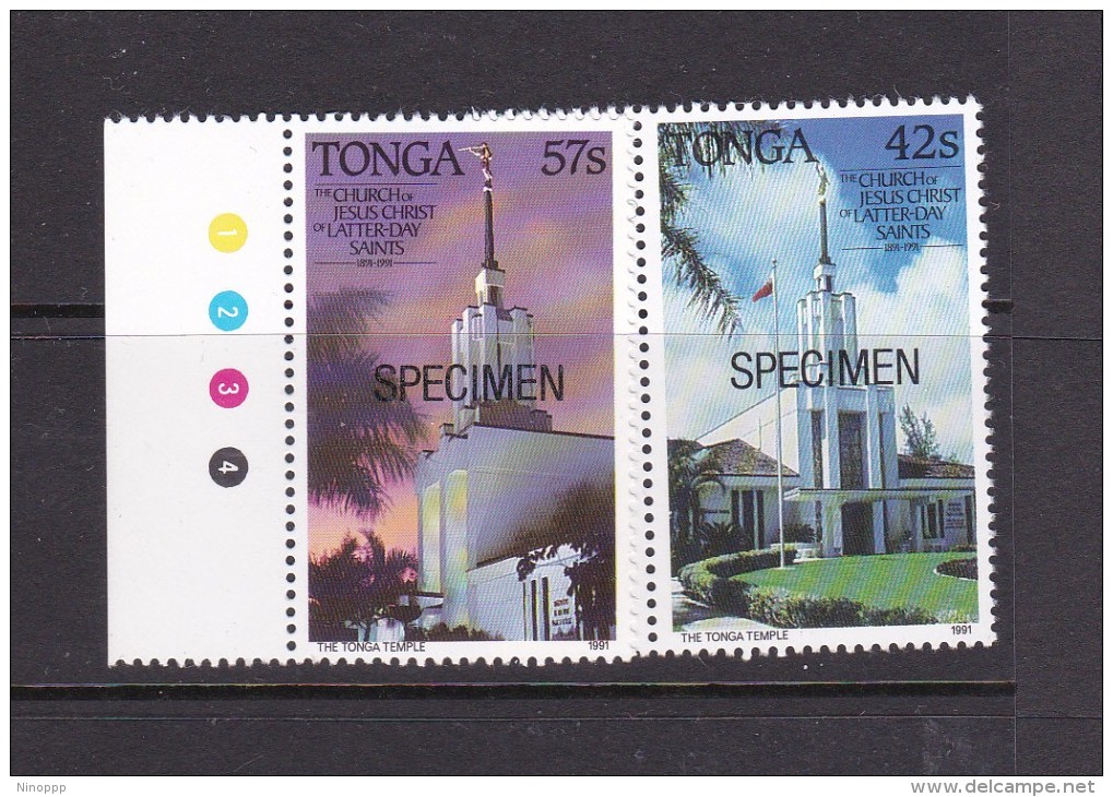 Tonga SG 1134-1135 1991 Centenary Of Church Of Latter Day Saints SPECIMEN Set MNH - Tonga (1970-...)