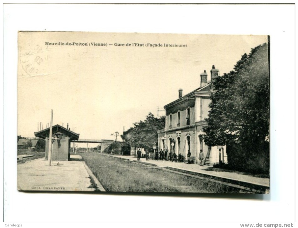 CP - Neuville En Poitou (86) Gare De L Etat Facade Interieure - Neuville En Poitou