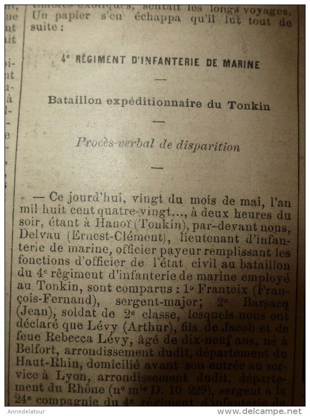 1889 LVP  :Portrait de FRANCISQUE SARCEY ; Le VIN Samien (Théodore de Banville);La 14e Cie sur le MAGICIEN pour Cayenne