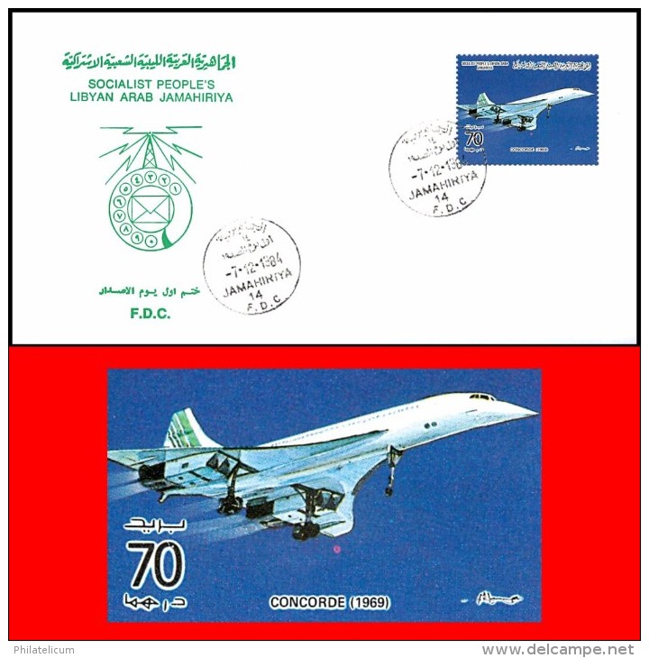 LIBYA - 1984 Concorde Airplane France England UK ICAO Aviation (FDC) - Concorde