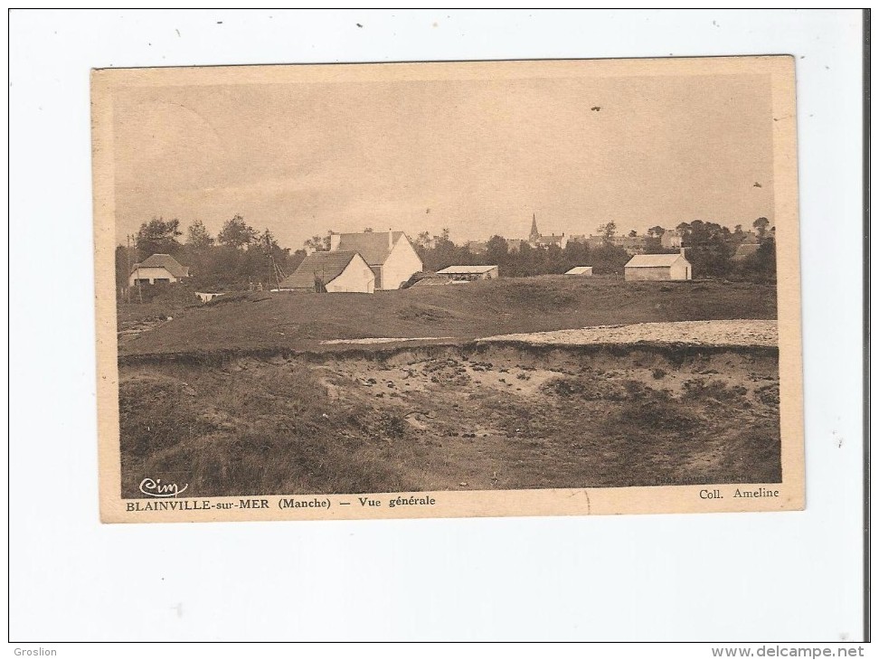 BLAINVILLE SUR MER (MANCHE) VUE GENERALE (EGLISE ET GROUPE DE MAISONS) 1938 - Blainville Sur Mer