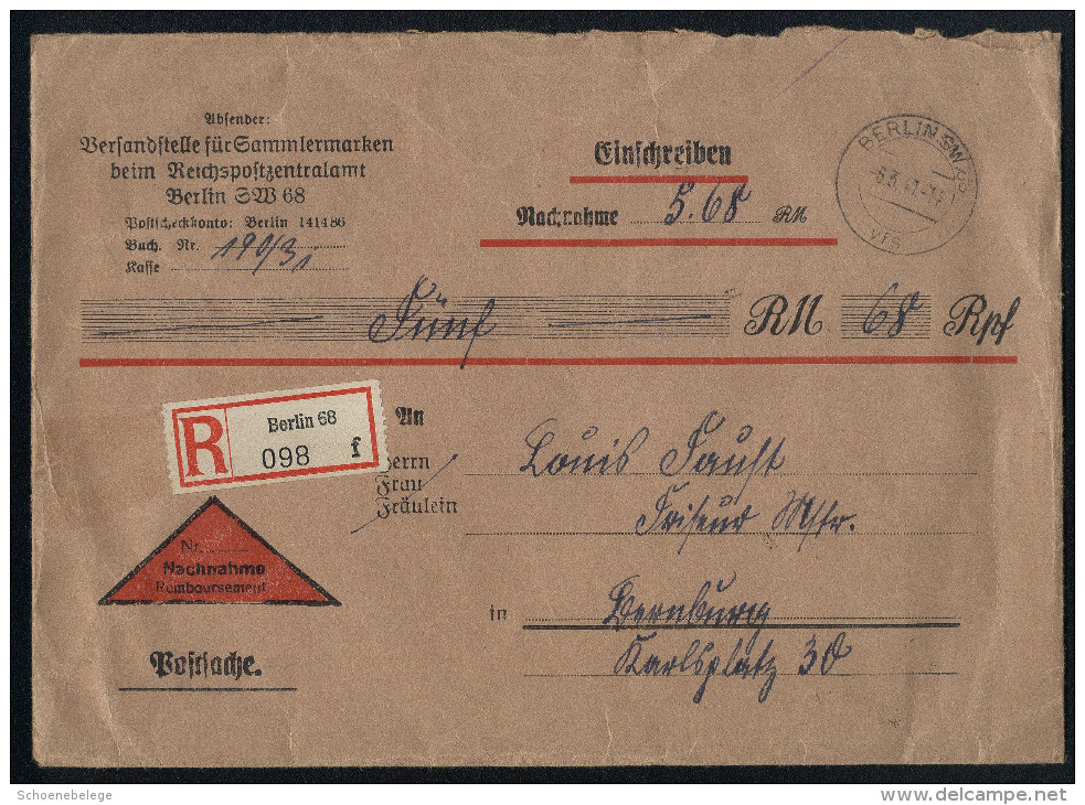 A4155) DR R-Nachnahme-Brief Von Versandstelle F. Sammlermarken Berlin SW68 Vfs 6.3.41 - Briefe U. Dokumente