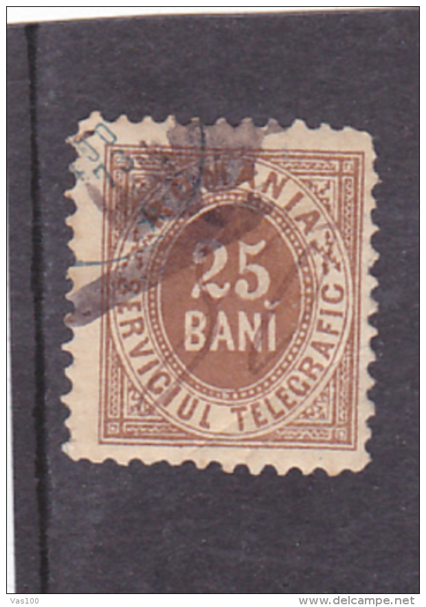 #152     TELEGRAPH, 1X STAMP, 25 BANI, USED,   ROMANIA. - Télégraphes