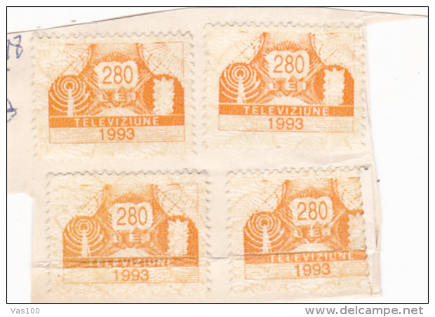 #154  TELEVISION  &amp; RADIO STAMPS,   FISCAUX STAMPS,  ,   REVENUE STAMP,   FRAG.,  ROMANIA. - Fiscale Zegels