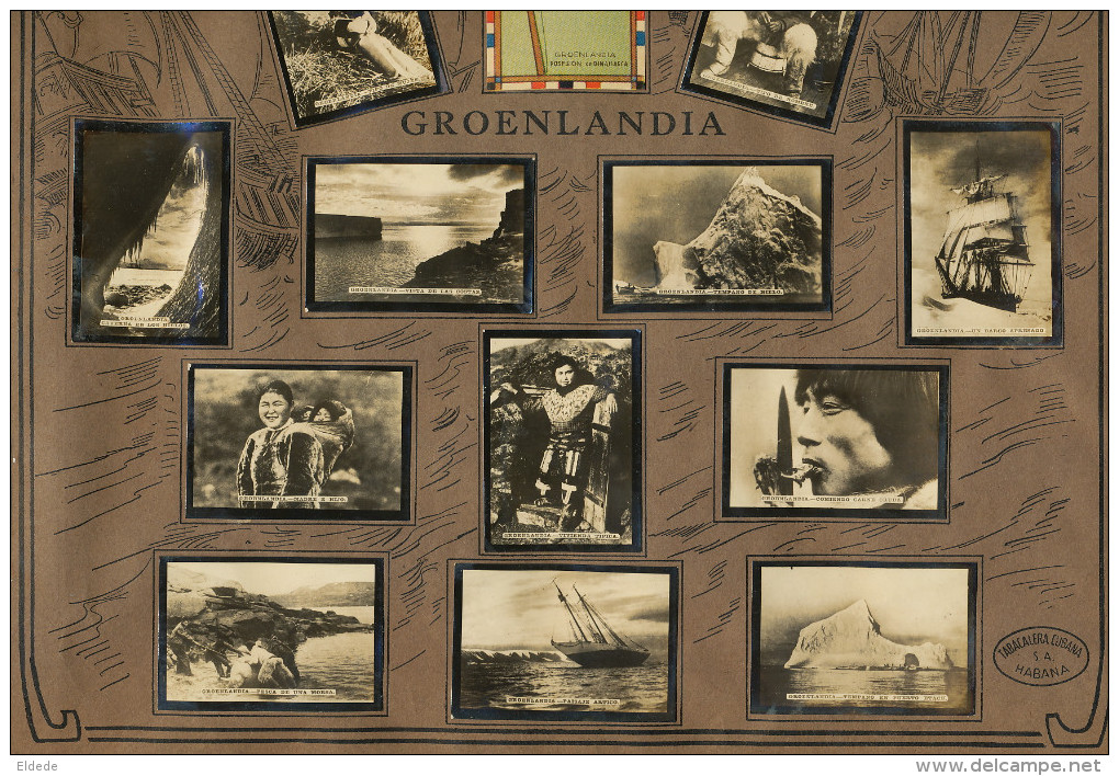 Set Of 13 Pictures Greenland Advert Tabacalera Cubana Cuba Flag Walrus Hunting, Iceberg, Eskimos - Groenlandia