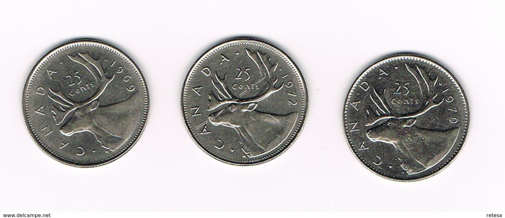 °°° CANADA  3 X 25 CENTS 1969/72/79 - Canada