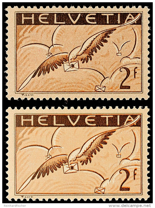 2 Fr. Brieftaube, Flugpostmarke, In Beiden Varianten, Tadellos Postfrisch, Mi. 325.-, Katalog: 245x,z **2 Fr.... - Autres & Non Classés