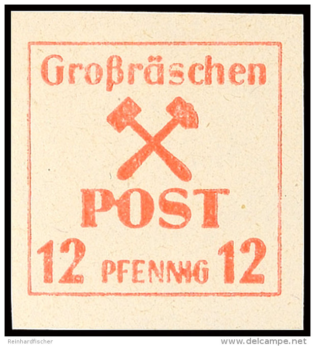 12 Pfg Mittelrot, Papier Z, Postfrisch, Fotobefund Kunz BPP "einwandfrei", Mi. 350.- Attest/Certificate:... - Grossraeschen
