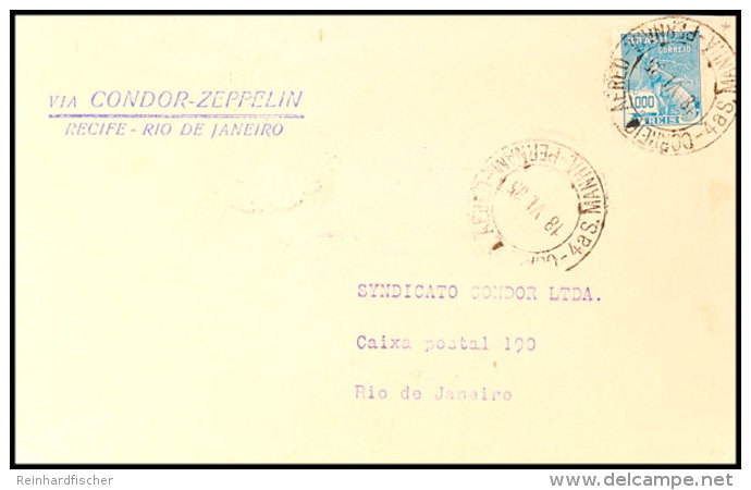 1935, 7. SAF, Brasilianische Post, Recife - Rio De Janeiro, Brief Mit Empfängeradresse Syndicato Condor LTDA... - Autres & Non Classés