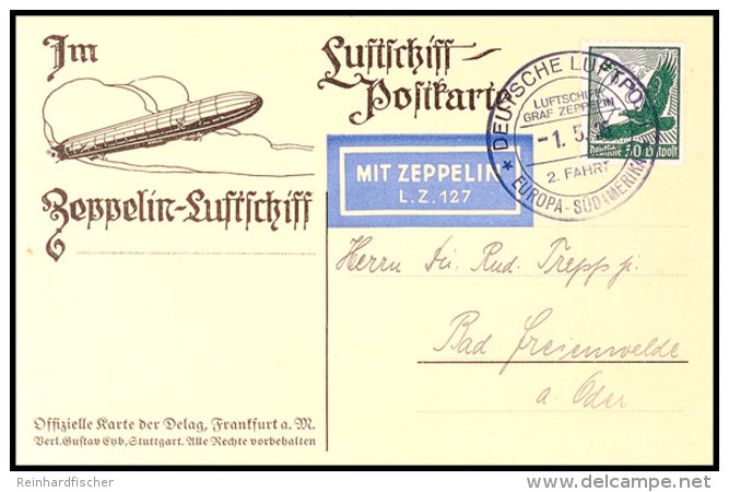 1935, 2. SAF, Bordpost 1.5.35, Mit 50 Pfg Steinadler Frankierte Delag-Bildpostkarte "Blick Auf Blankenese" Mit... - Autres & Non Classés