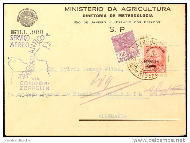 1932, 9. Südamerikafahrt, Brasilianische Post, Briefkuvert Des Brasil. Landwirtschaftsministerium Mit... - Autres & Non Classés