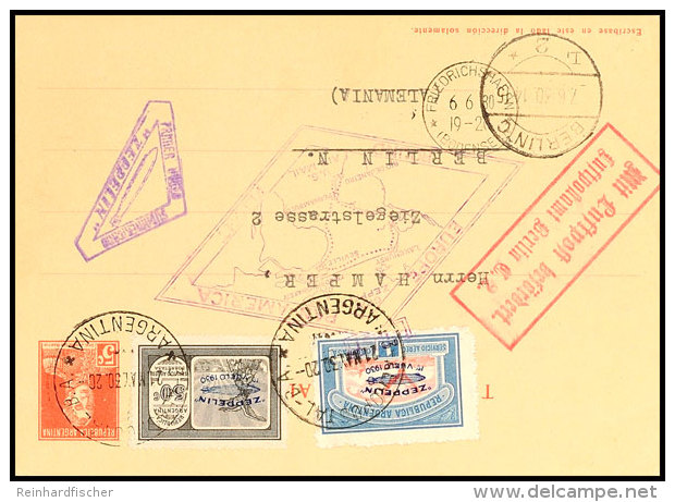 1930, Südamerikafahrt, Heimfahrt, Argentinische Post, GS-Postkarte Frankiert Mit 50 C. U. 1 Peso... - Autres & Non Classés