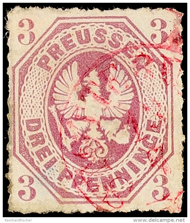 "STOTTERNHEIM 13/7" (1867) - Seltener Roter K1, Teilabschlag Auf Prachtstück Preussen 3 Pfg, Katalog: Pr.19a... - Autres & Non Classés