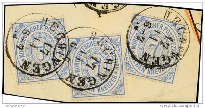 "HECHINGEN 17 11" - K1, Auf Kabinettbriefstück Mit Drei Stück NDP 7 Kr., In Dieser Form... - Sonstige & Ohne Zuordnung