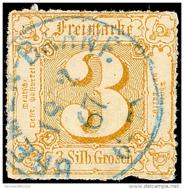 "BREMEN BAHNF. 18/2 67" - Blauer, Preußischer K1, Klar Auf Farbfrischer 3 Sgr. IV.Ausgabe, Kleine... - Autres & Non Classés