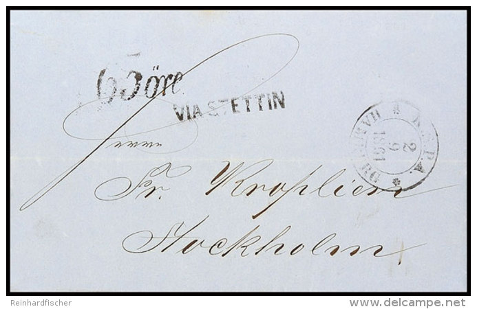 1861, Transit-Seepost-Brief Aus Hamburg Nach Stockholm/Schweden, Vorders. K2 "K.S.P.A. HAMBURG 2 9 1861"... - Otros & Sin Clasificación