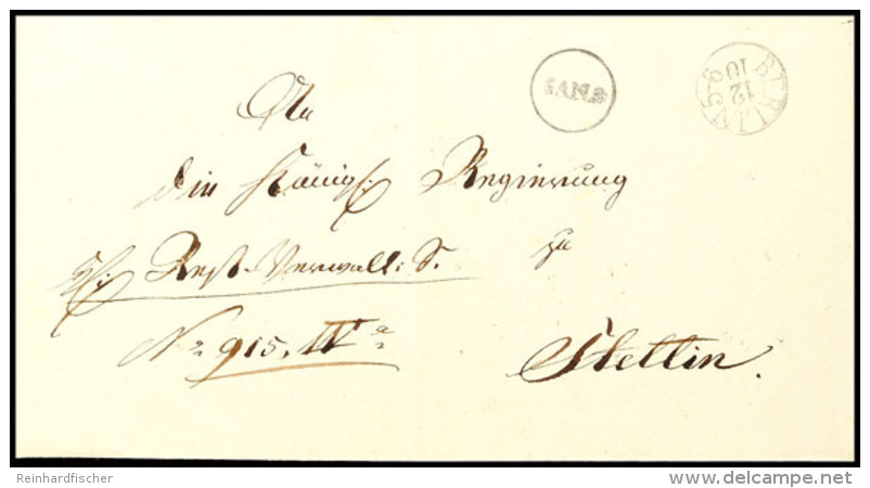 1831, Desinfizierter Cholera-Brief Mit K1 "BERLIN 5-6 12 10" (Feuser 249-4) Und Reinigungsstempel K1 "SAN.S."... - Autres & Non Classés