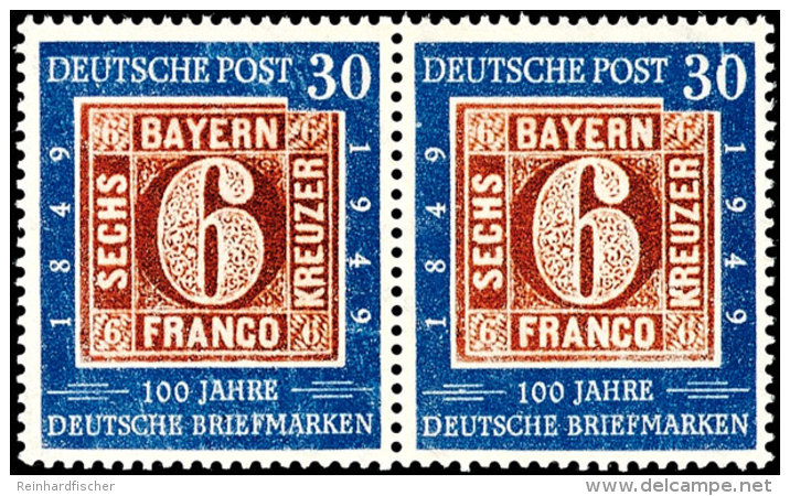 30 Pfg "100 Jahre Deutsche Briefmarken", Plattenfehler I, Waagerechtes Paar Mit Normalmarke, Tadellos Postfrisch,... - Autres & Non Classés