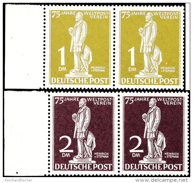 1 Mark Und 2 Mark "75 Jahre Weltpostverein", Waagerechte Paare, Tadellos Postfrisch, Mi. 600.-, Katalog: 40/41 (2)... - Otros & Sin Clasificación