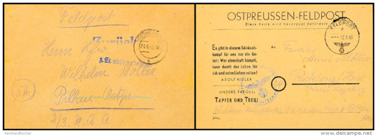 Ostpreußen-Feldpostkarte Mit Dünner Inschrift Gebraucht Mit Feldpost-Normstempel "d 12.3.45" Und... - Autres & Non Classés