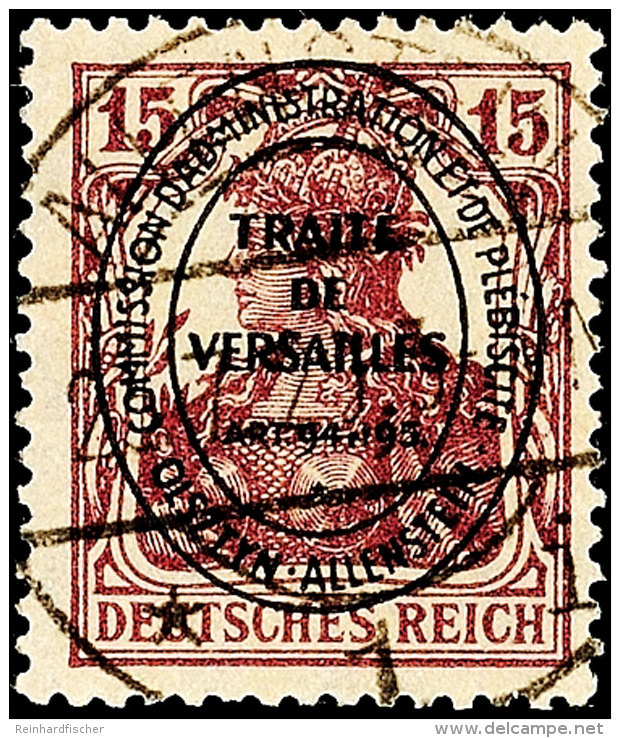 15 Pfennig Germania Karminbraun Mit Hochoval-Aufdruck, Tadellos Zentrisch Gestempelt "Allenstein *1i 23.7.20",... - Other & Unclassified
