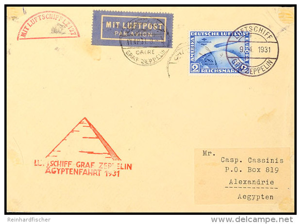 1931, Fahrt Nach Ägypten, Deutsche Post Mit Bordpost Vom 9.4., Brief Mit Sondermarke SAF 2 M. Nach Alexandria,... - Autres & Non Classés