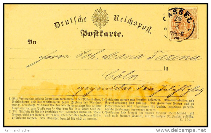 1/2 Gr. Ganzsachenausschnitt Aus P1, Breitrandig Geschnitten Mit EKr. CASSEL 26.6.(73) Als Portogerechte Frankatur... - Autres & Non Classés