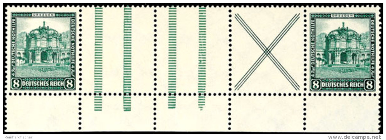 Nothilfe 1931,  8 Pfg + Z + Z + X + 8 Pfg, Waagerechter Zusammendruck, Tadellos Postfrisch, Unsigniert, Fotoattest... - Autres & Non Classés