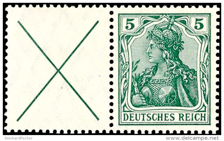 Germania 1912, X + 5 Pfg Germania (Friedensdruck), Waagerechter Zusammendruck, Tadellos Postfrisch, Gute... - Autres & Non Classés