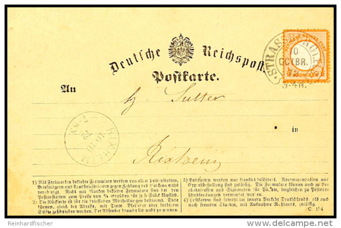 "STRASSBURG I. ELS. . . 10 OCTBR 72" - Klar Auf Brief Mit 1/2 Groschen Orange, Kleiner Schild Als Portogerechte... - Autres & Non Classés