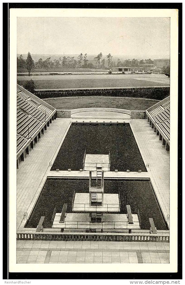 1936, Sommer-Olympiade, Amtliche Bildpostkarte "Blick Von Der Deutschen Kampfbahn Auf Das Schwimmstadion", Blanko... - Autres & Non Classés