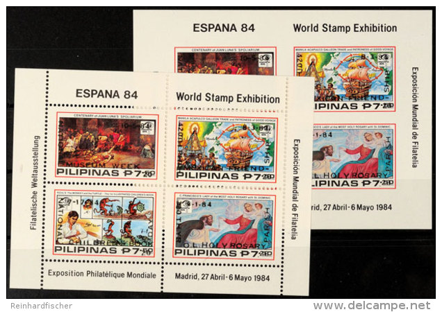 Blockausgabe "Briefmarkenausstellung Spanien 1984" - Gezähnt Bzw. Ungezähnt, Je Mit Aufdruck Der... - Filipinas